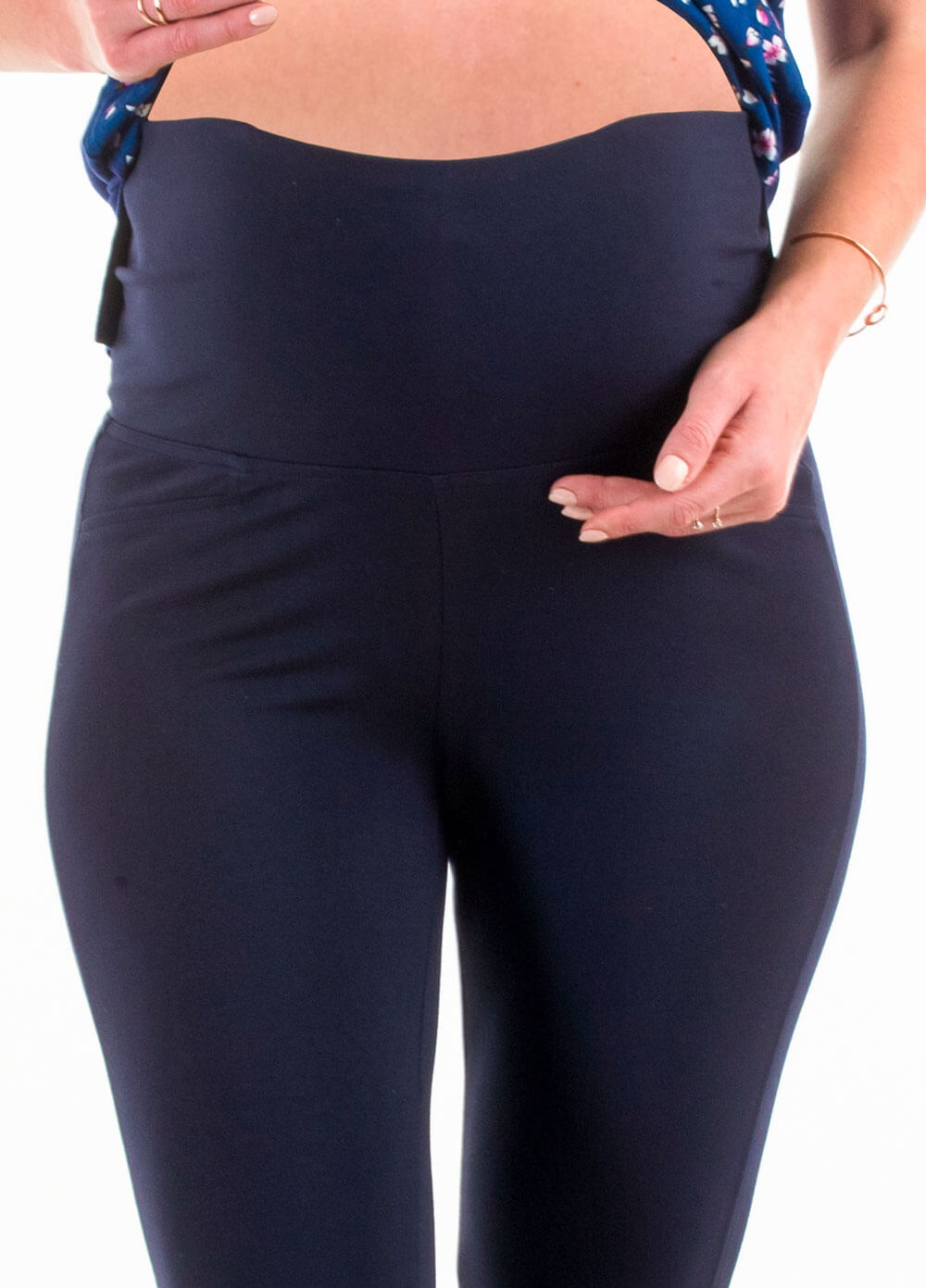 Floressa Tonia Cropped Maternity Ponte Pants in Navy | Queen Bee