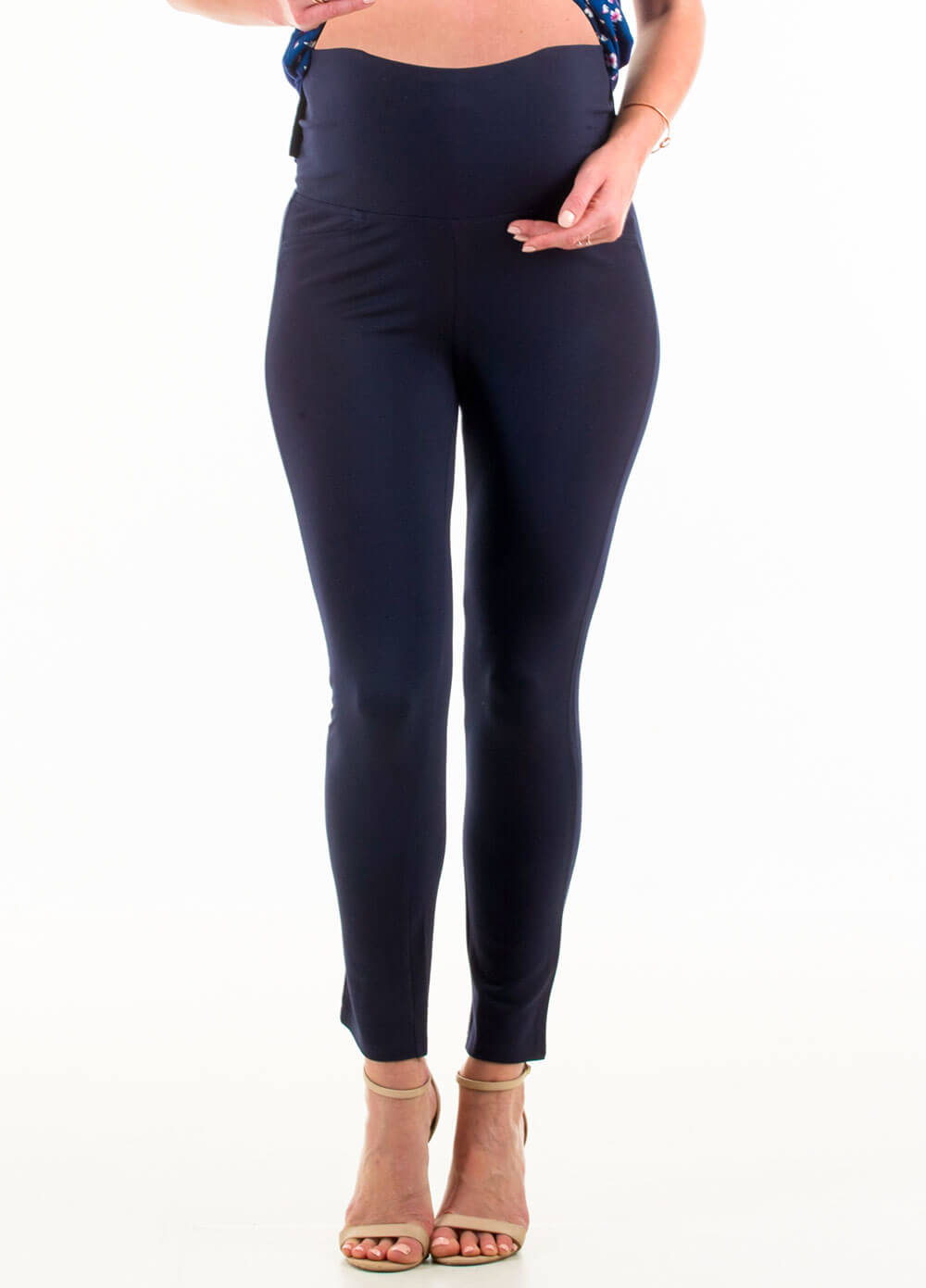 Floressa Tonia Cropped Maternity Ponte Pants in Navy | Queen Bee