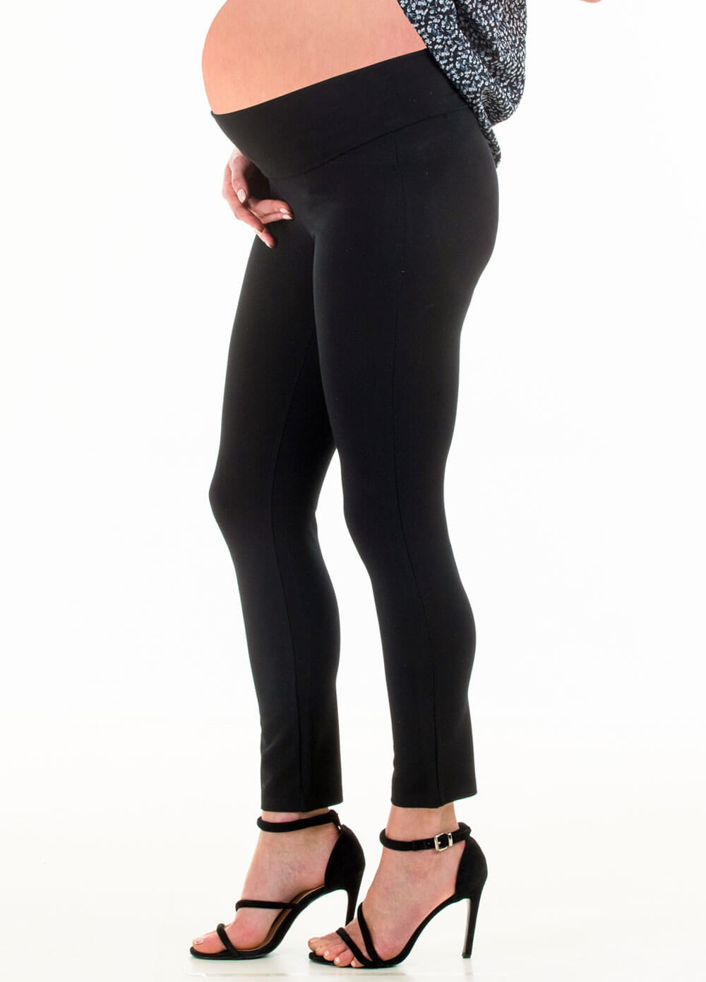 Floressa - Andie Cropped Maternity Ponte Pants in Black | Queen Bee