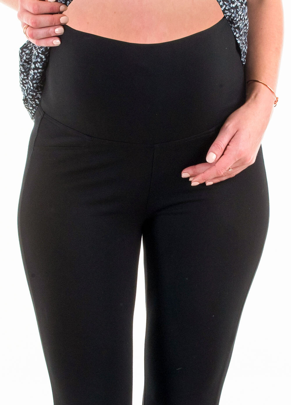 Floressa - Andie Cropped Maternity Ponte Pants in Black | Queen Bee