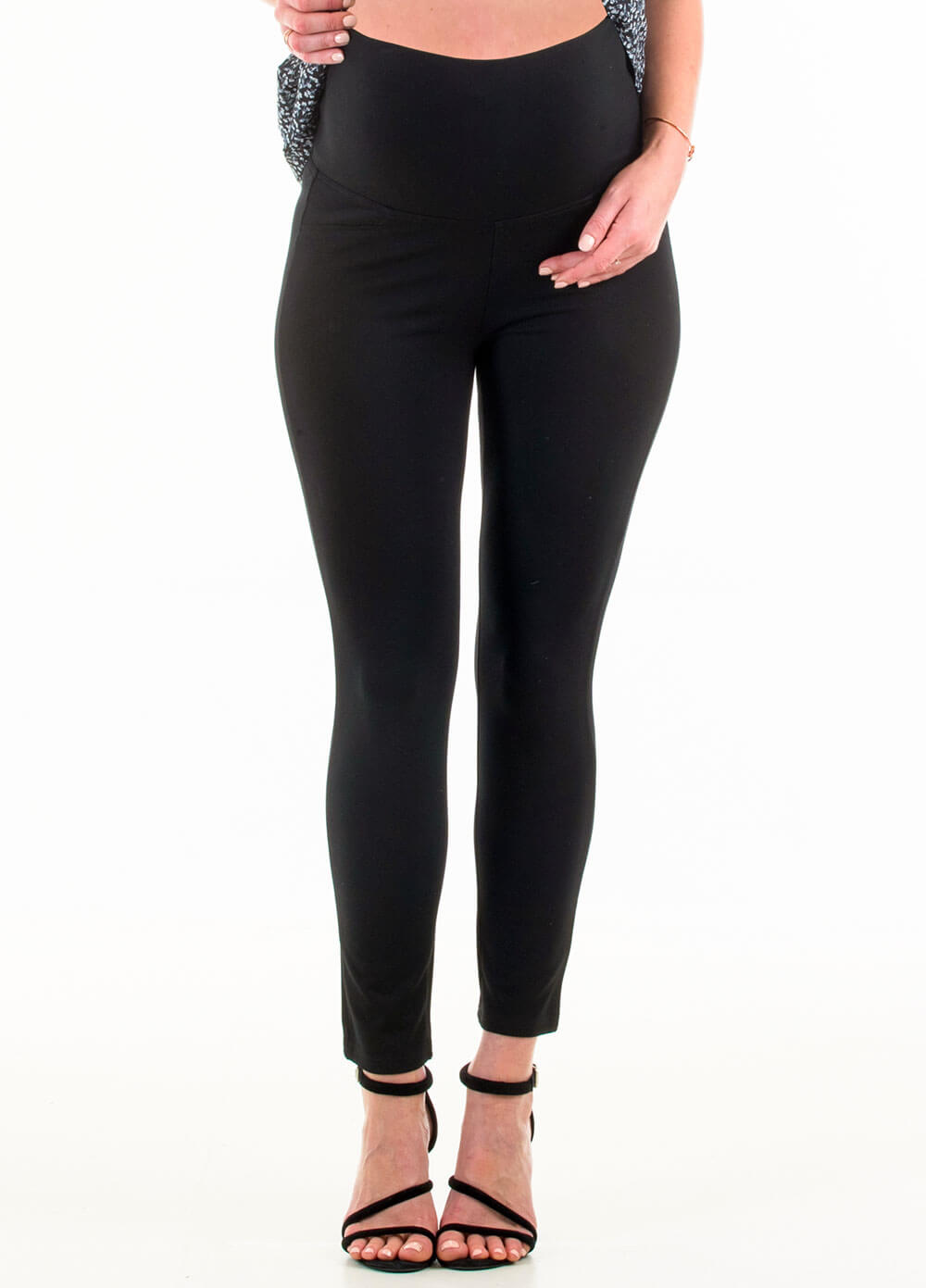 Floressa - Andie Cropped Maternity Ponte Pants in Black | Queen Bee