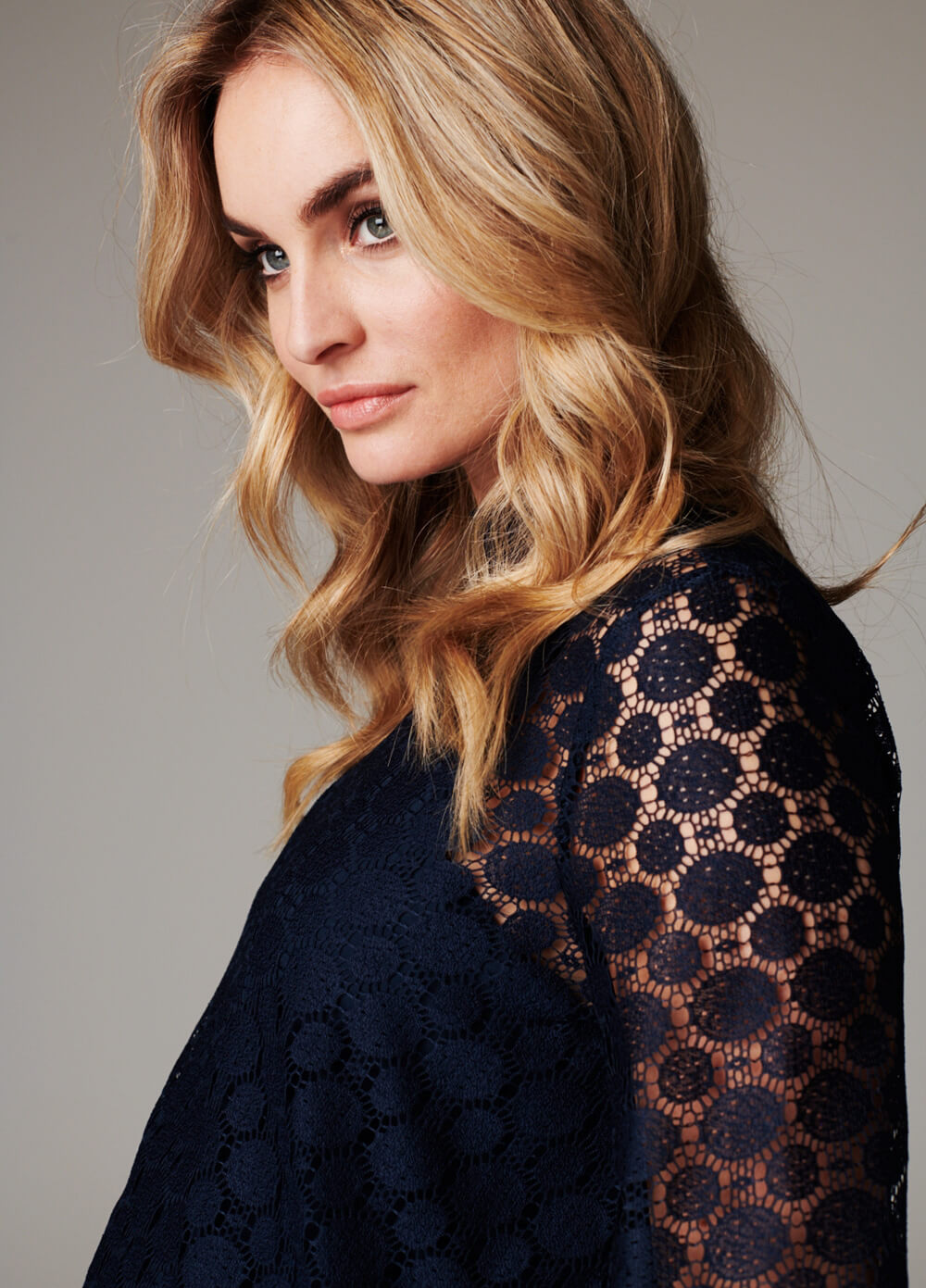 Mae Openwork Lace Maternity Blouse in Dark Blue by Noppies