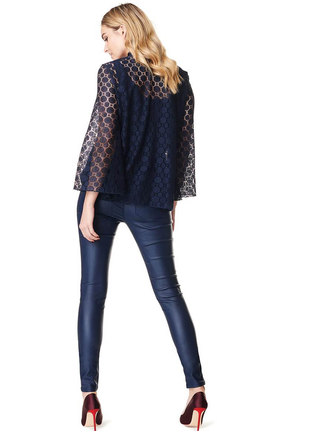 Mae Openwork Lace Maternity Blouse in Dark Blue by Noppies