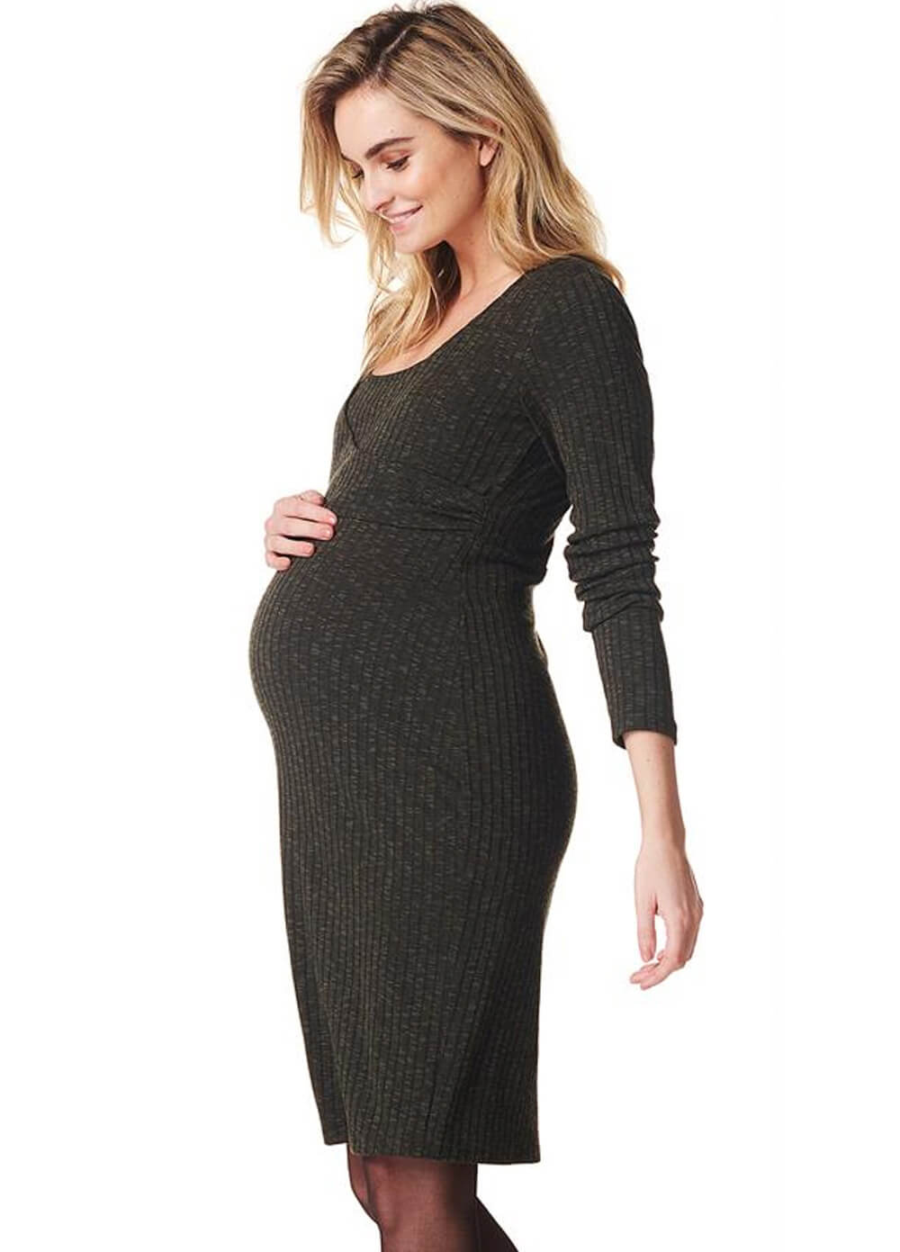 Giulia Maternity & Nursing Knit Dress in Army by Noppies