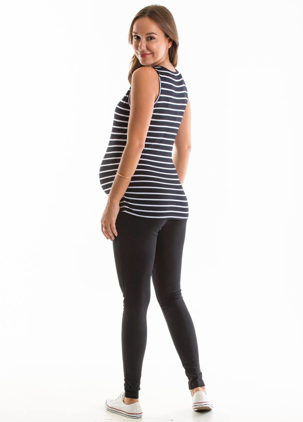 Arles Maternity Tank Top in Black Stripes by Lait & Co