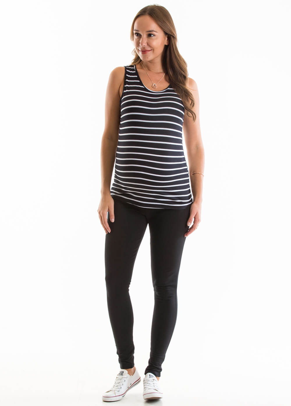 Arles Maternity Tank Top in Black Stripes by Lait & Co