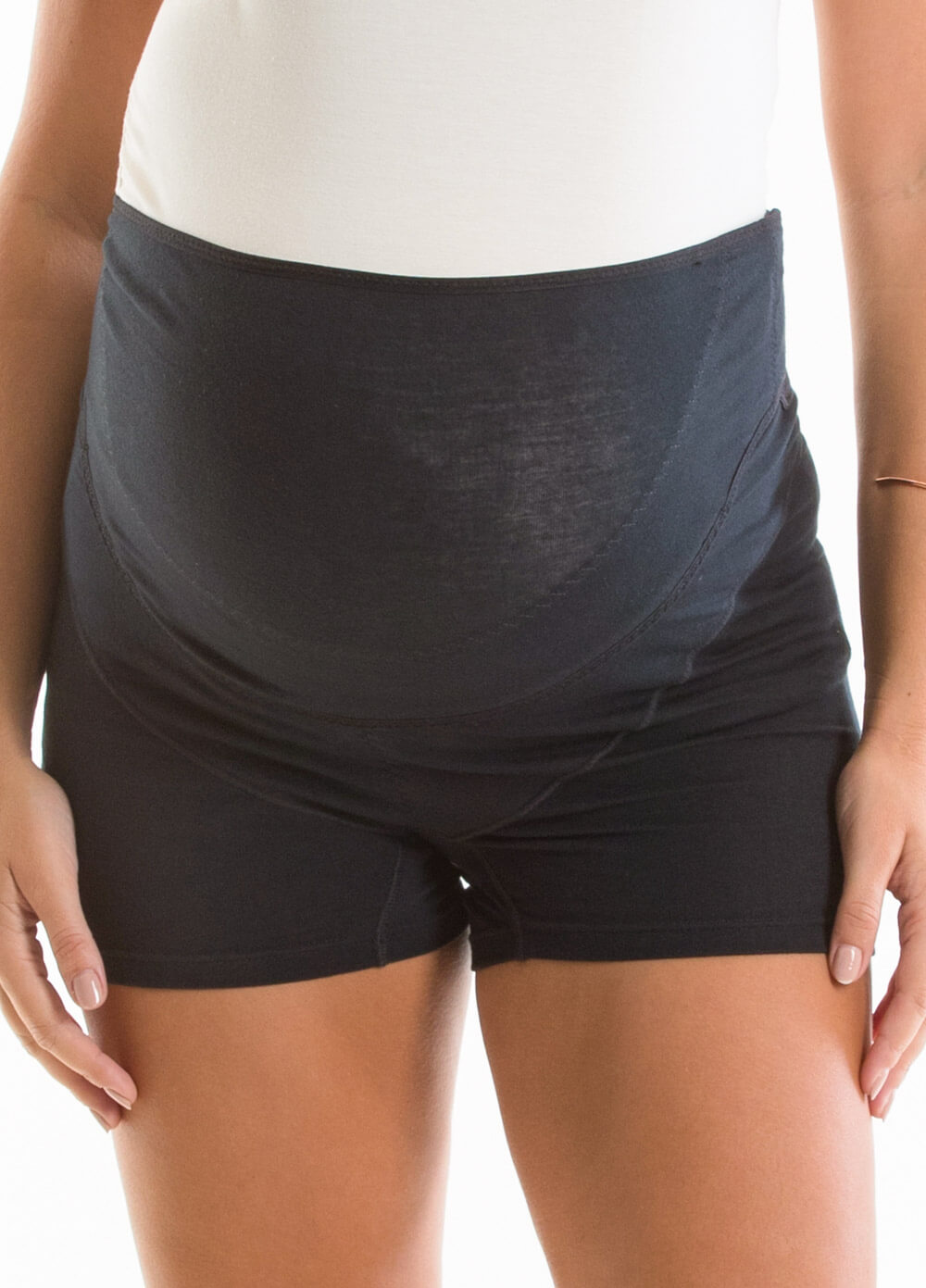 Lucina Built-In Support Maternity Shorts in Black by Queen Bee