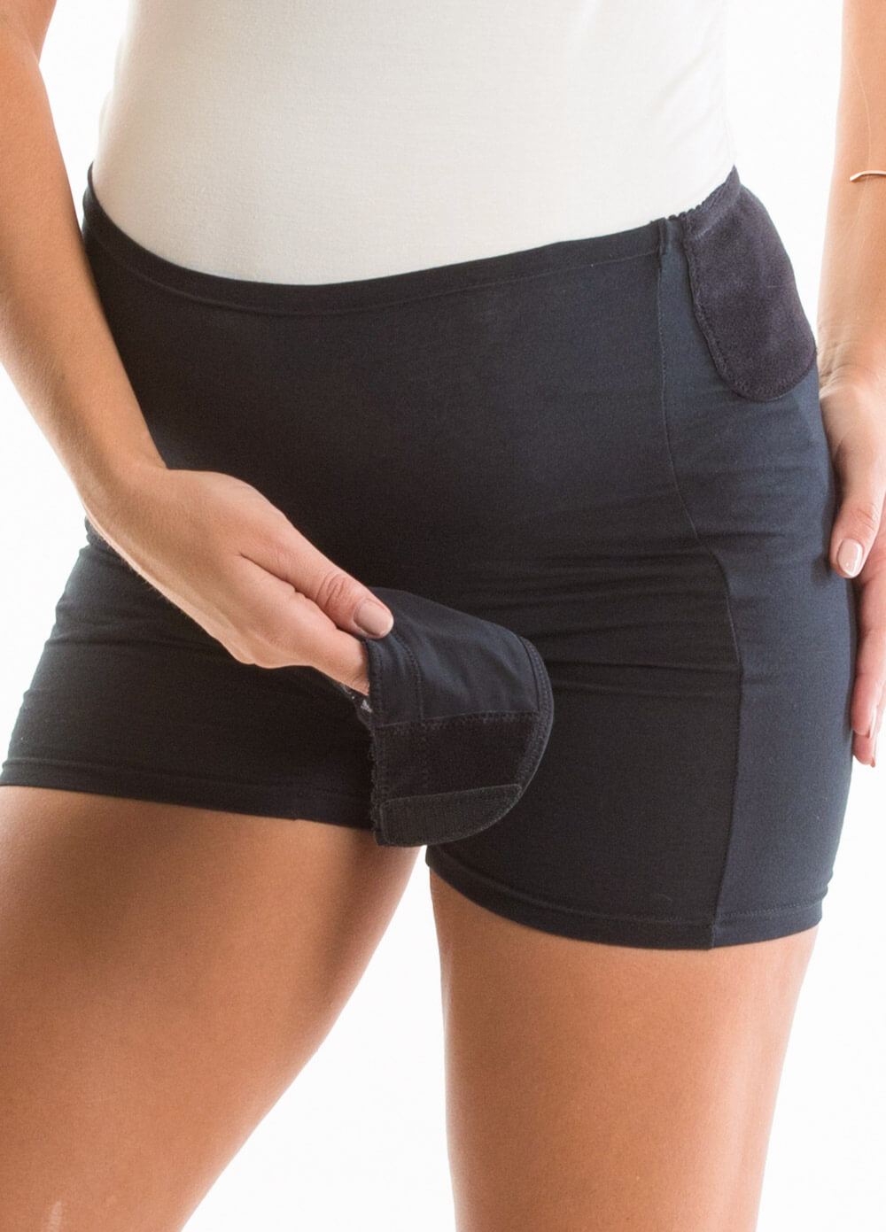  Tiana Adjustable Pregnancy Support Shorts in Black by Queen Bee