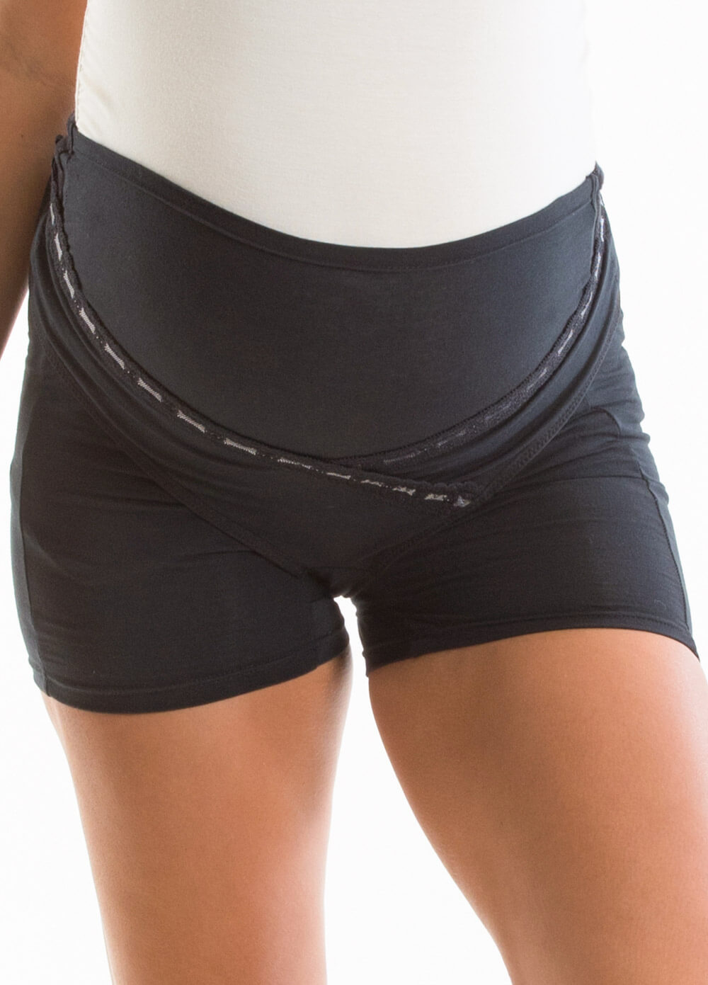  Tiana Adjustable Pregnancy Support Shorts in Black by Queen Bee