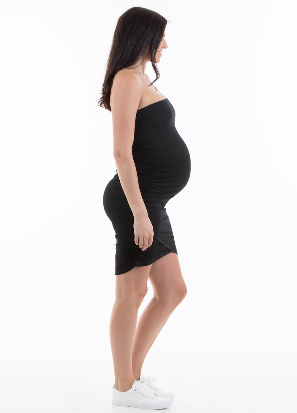 Sean Cross Hem Black Maternity Skirt by Trimester