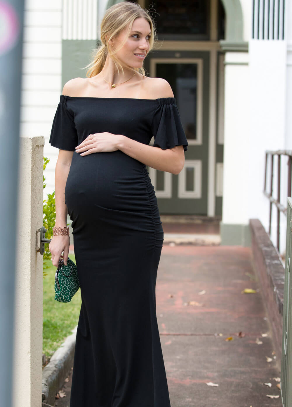 Maison Pregnancy Evening Maxi Dress in Black by Lait & Co