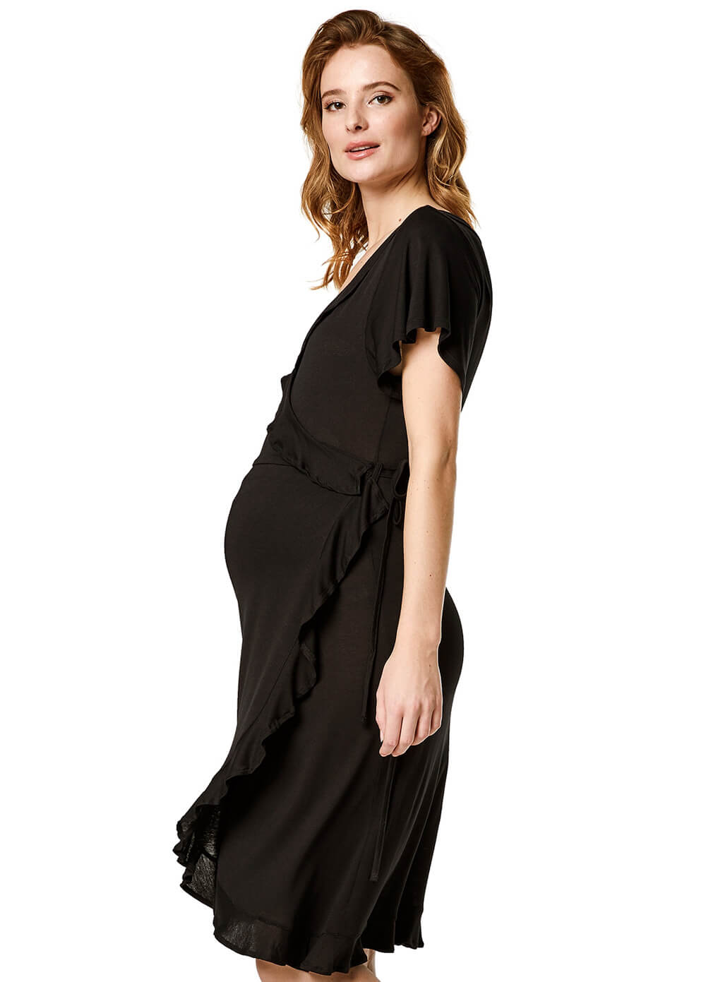 Black Maternity & Nursing Wrap Dress by Supermom