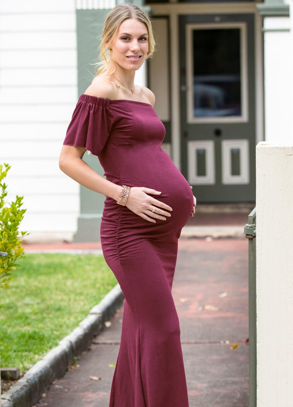 Maison Maternity Evening Maxi Dress in Wine by Lait & Co