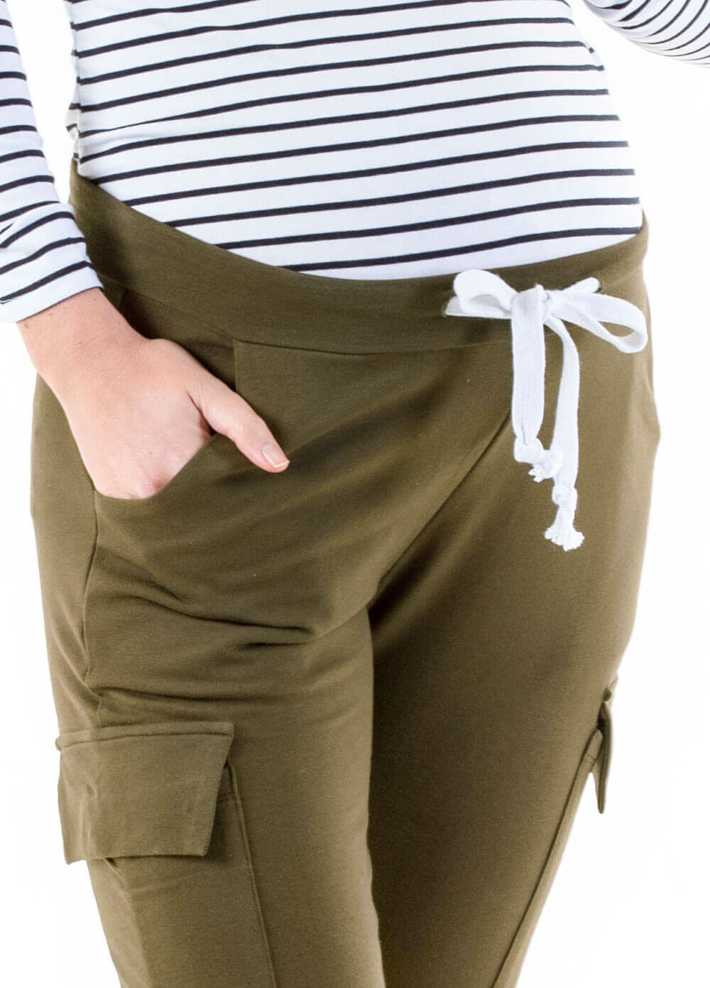 Cory Maternity Cargo Joggers in Olive by Trimester