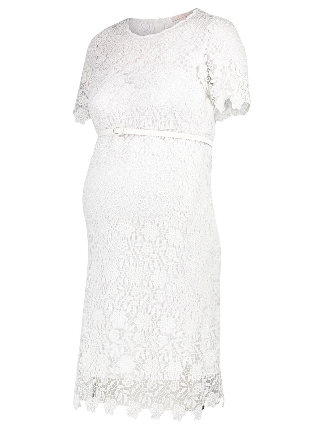 Esprit White Lace Occasion Maternity Dress w Belt | Queen Bee