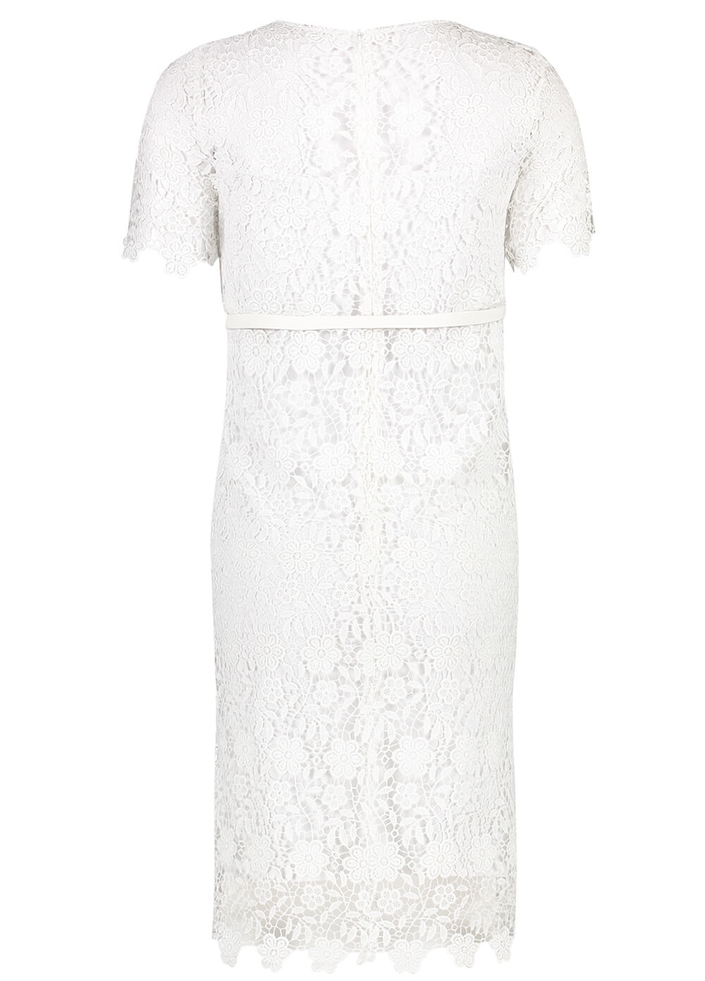 Esprit White Lace Occasion Maternity Dress w Belt | Queen Bee