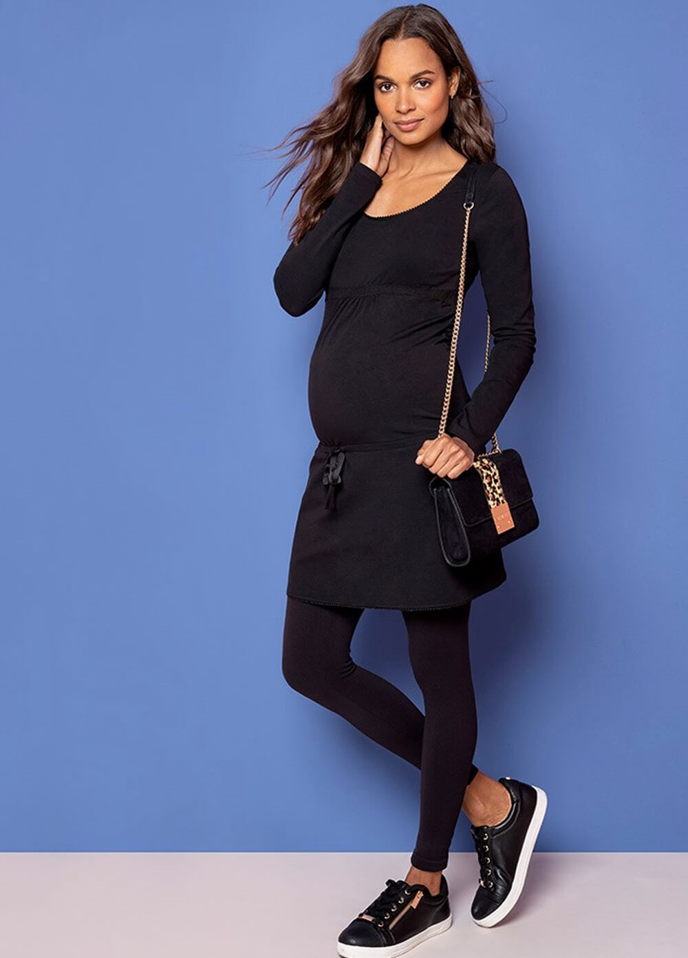 Long Sleeve Crochet Black Maternity Dress by Seraphine