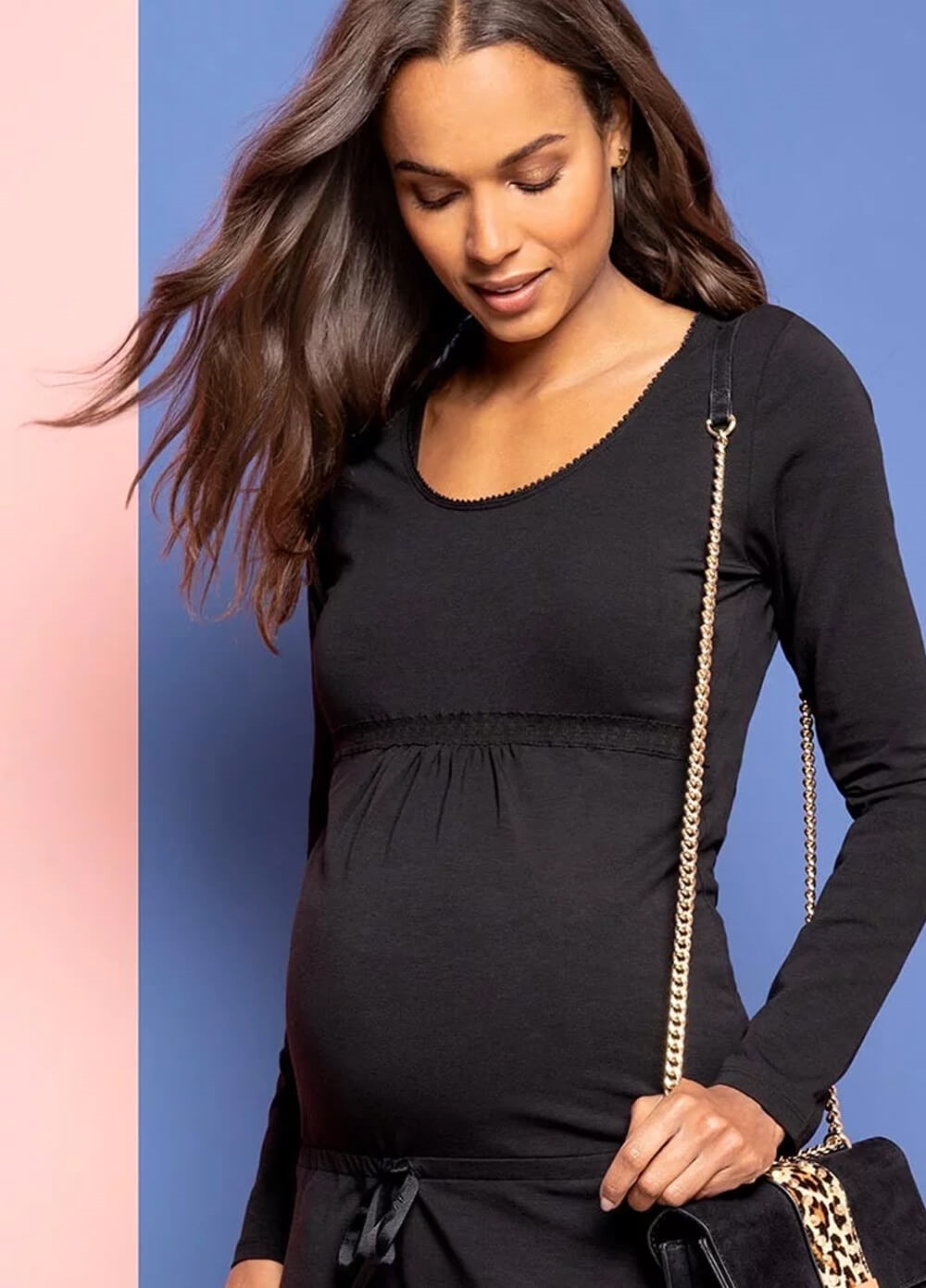 Long Sleeve Crochet Black Maternity Dress by Seraphine