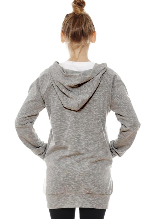 Jessica Zip Front Hooded Maternity Sweatshirt in Grey by Imanimo