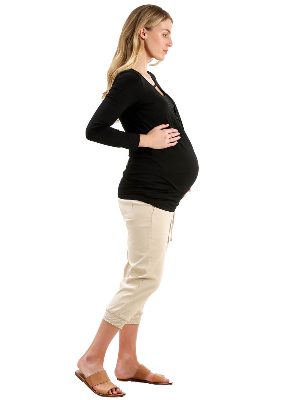 Floressa Kamille Keyhole Maternity Nursing Top in Black | Queen Bee