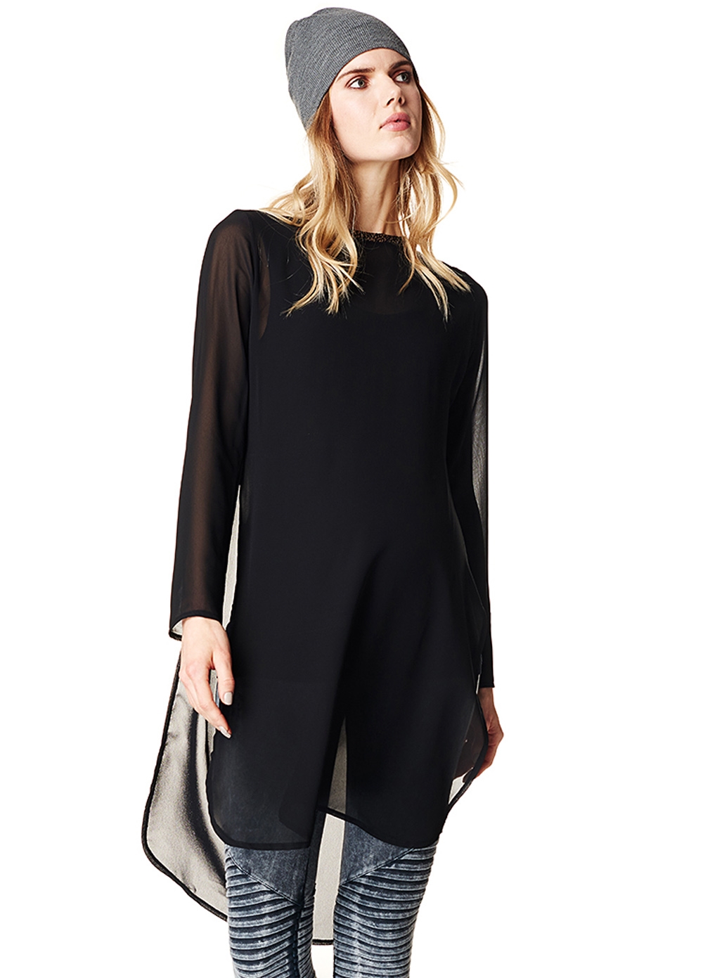 Layered Chiffon Maternity Tunic in Black by Supermom