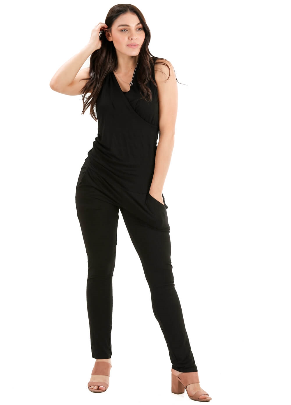 Macy Maternity & Nursing Jumpsuit in Black by Trimester