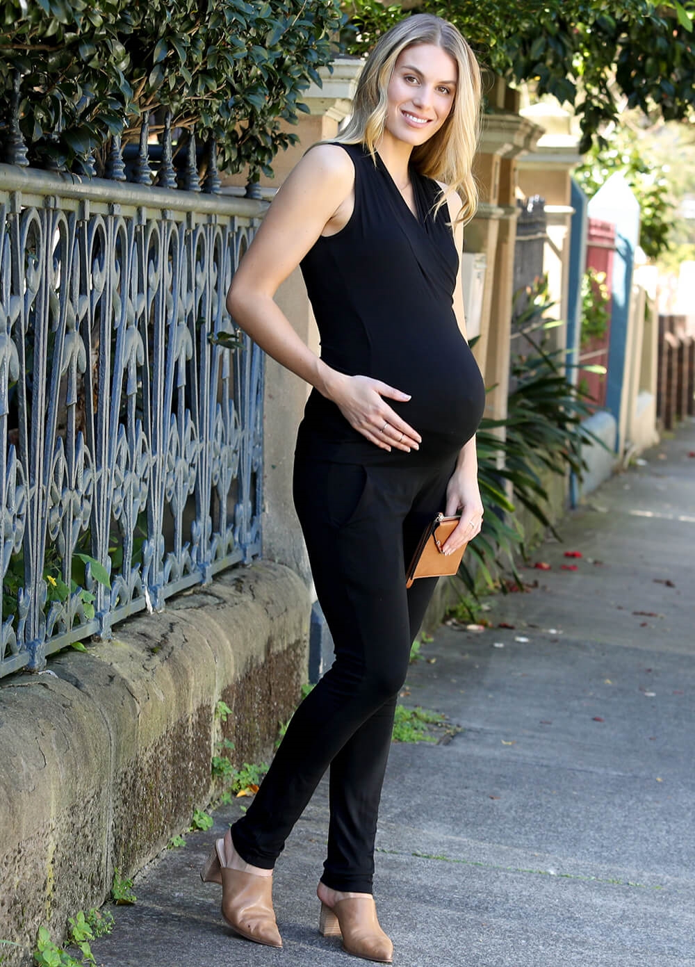 Macy Maternity & Nursing Jumpsuit in Black by Trimester