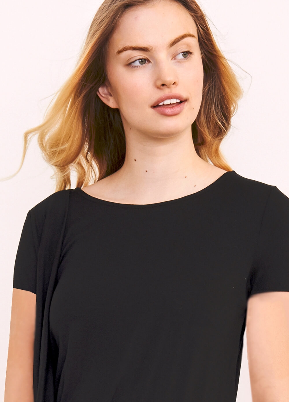 Shoulder Pleat Maternity Tee in Black by Maternal America 