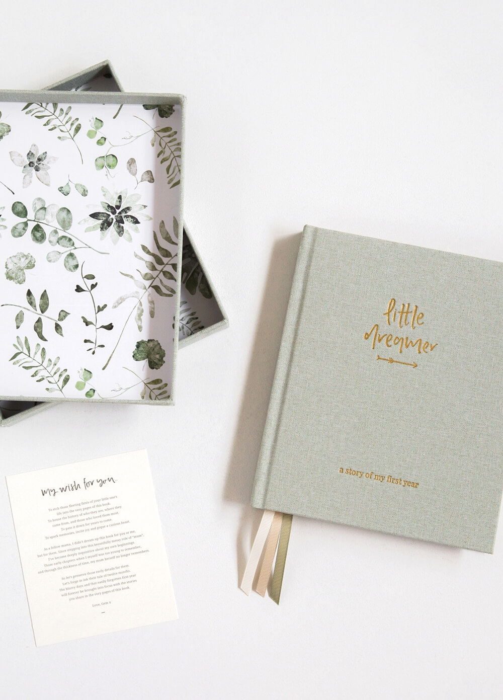 Emma Kate Co - Little Dreamer Baby Journal in Sage | Queen Bee