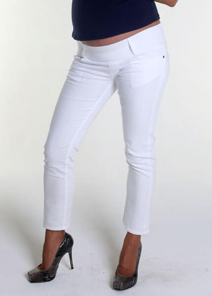 White Skinny Ankle Maternity Jeans by Maternal America