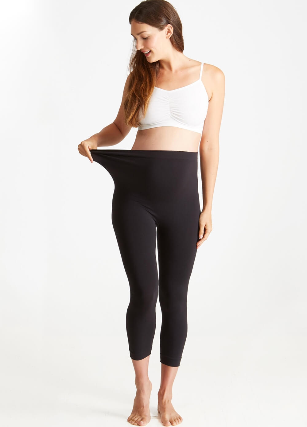 Seamless Capri Maternity Leggings in Black by Ingrid & Isabel