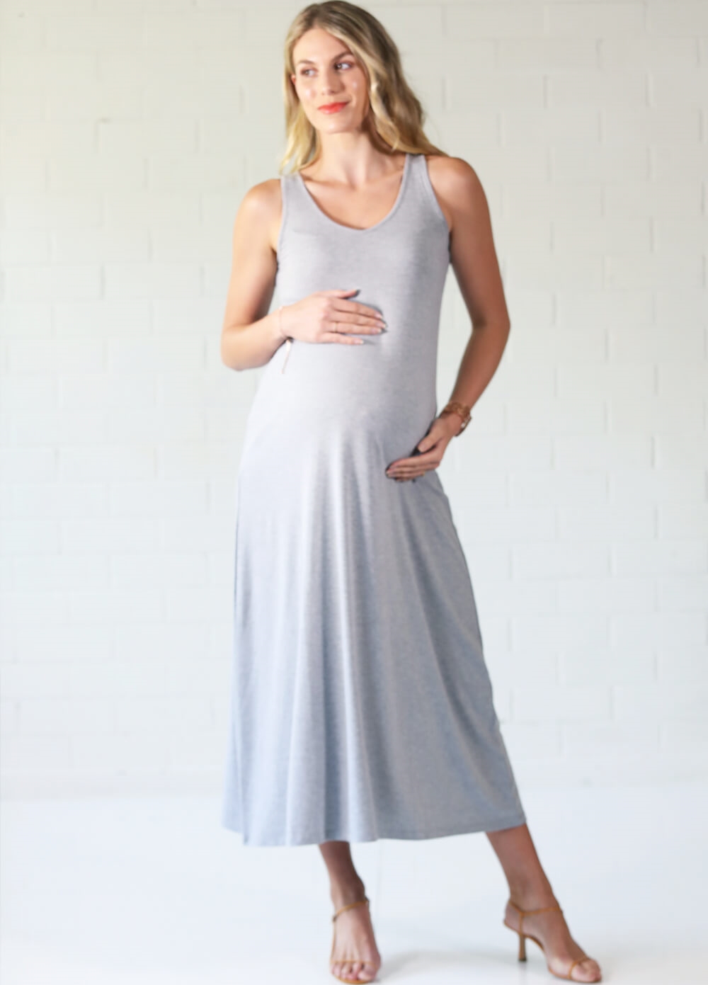 Clinton Grey Maternity Maxi Dress by Trimester Clothing