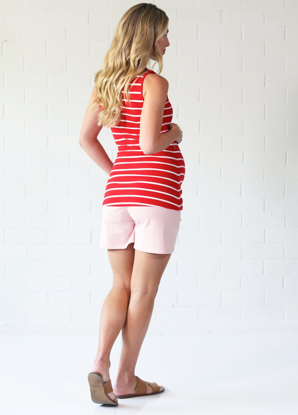Laurina Red Striped Nursing Tank Top by Trimester Clothing