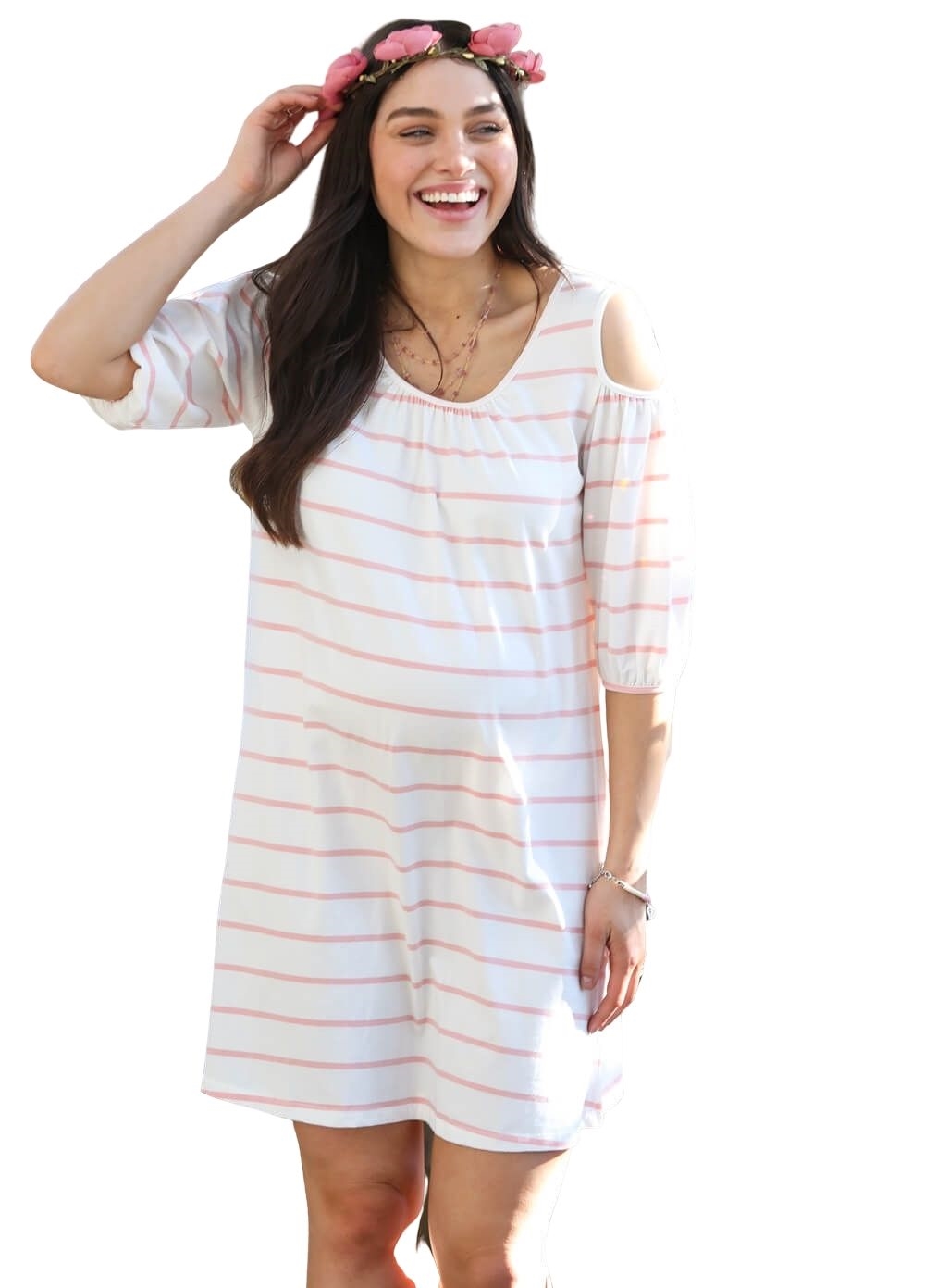 Trimester - Alijah Open Shoulder Maternity Dress | Queen Bee