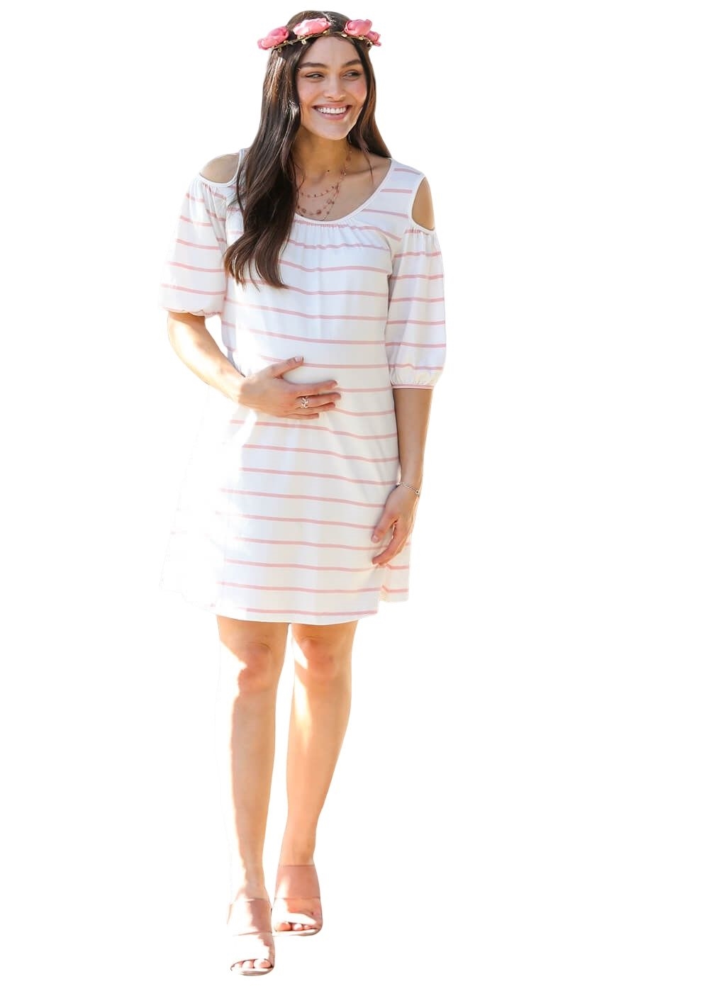 Trimester - Alijah Open Shoulder Maternity Dress | Queen Bee