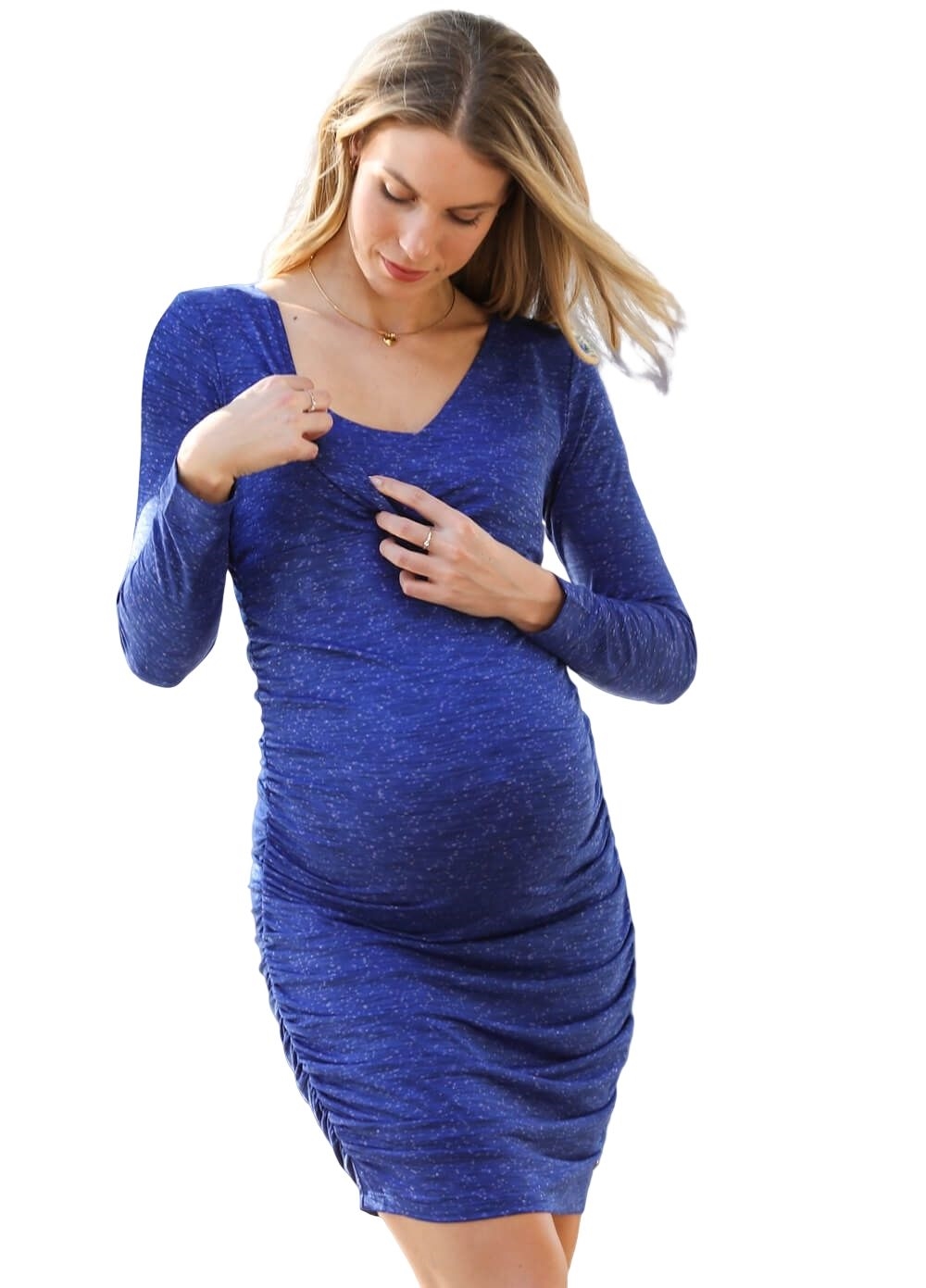 Floressa Alana Maternity & Nursing Dress in Blue | Queen Bee