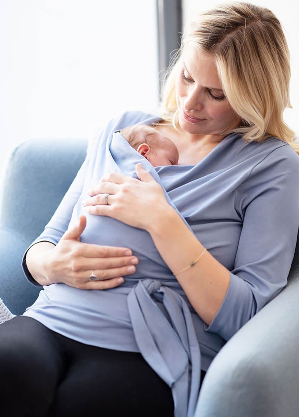 Seraphine - Skin to Skin Blue 3/4 Sleeve Babywear Top | Queen Bee