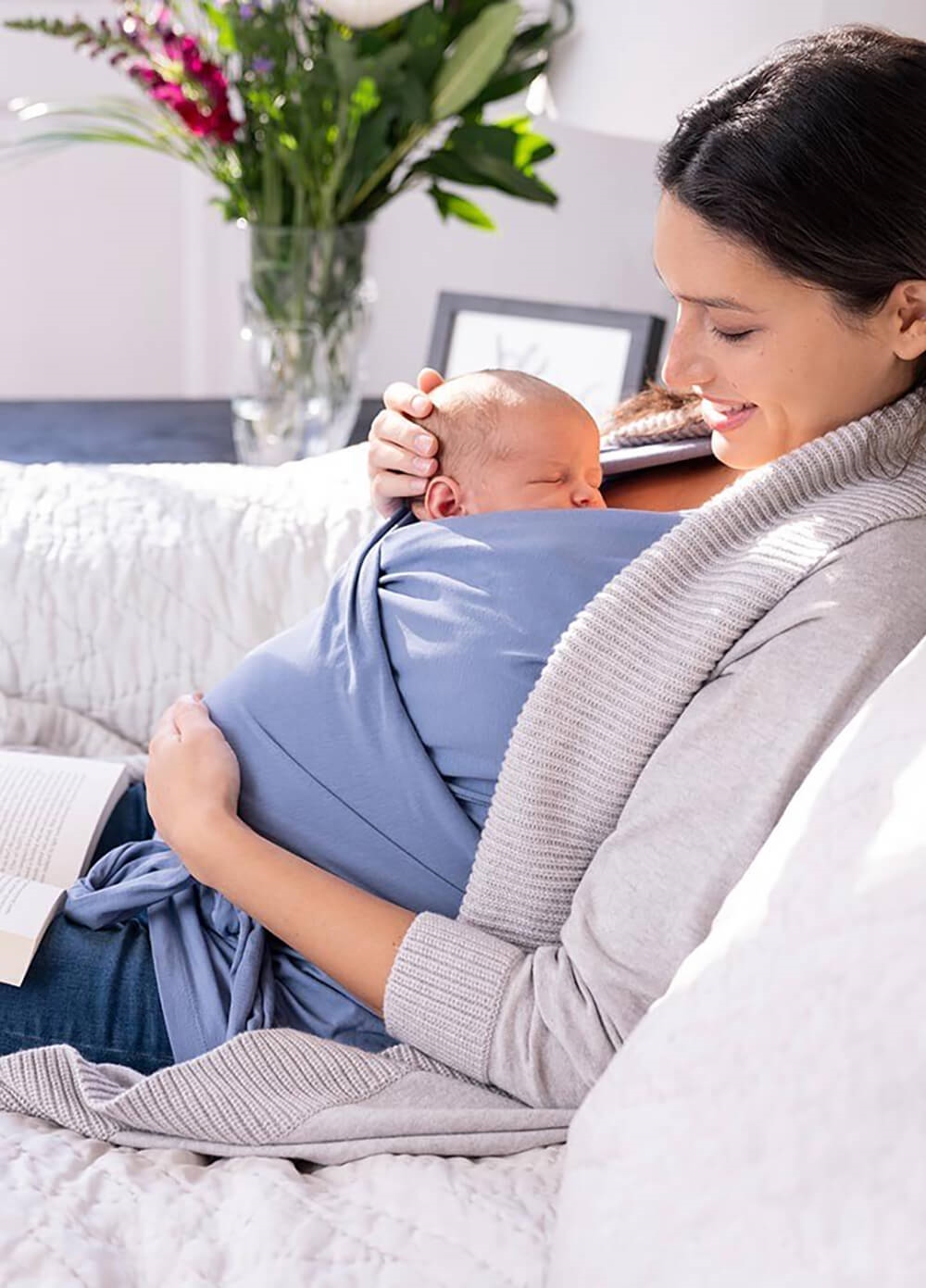 Seraphine - Skin to Skin Blue 3/4 Sleeve Babywear Top | Queen Bee