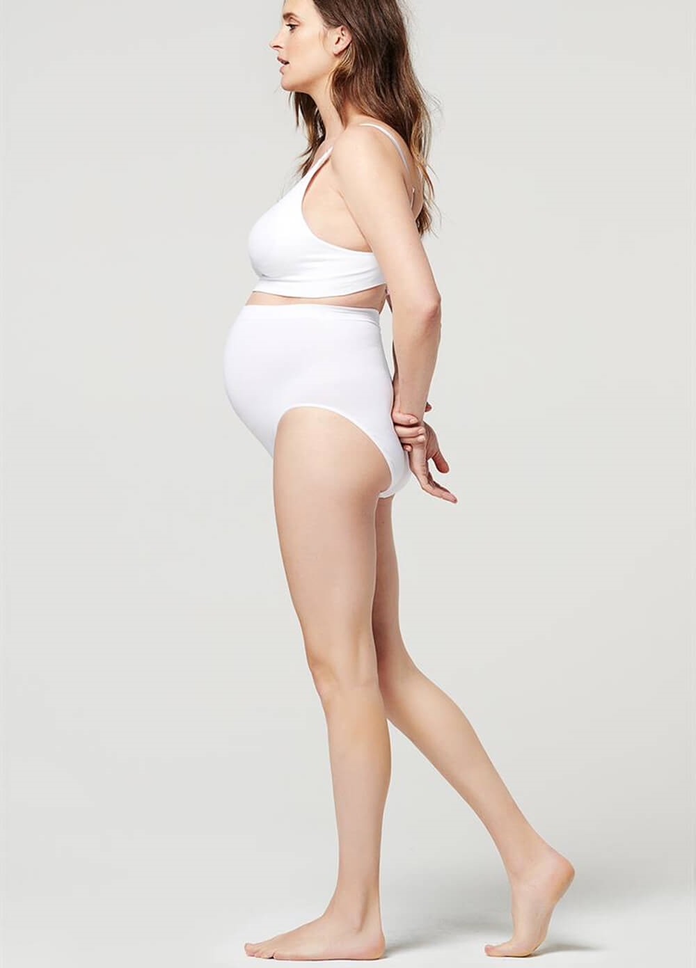 Seamless Over Belly Maternity Briefs in White by Noppies | Queen Bee