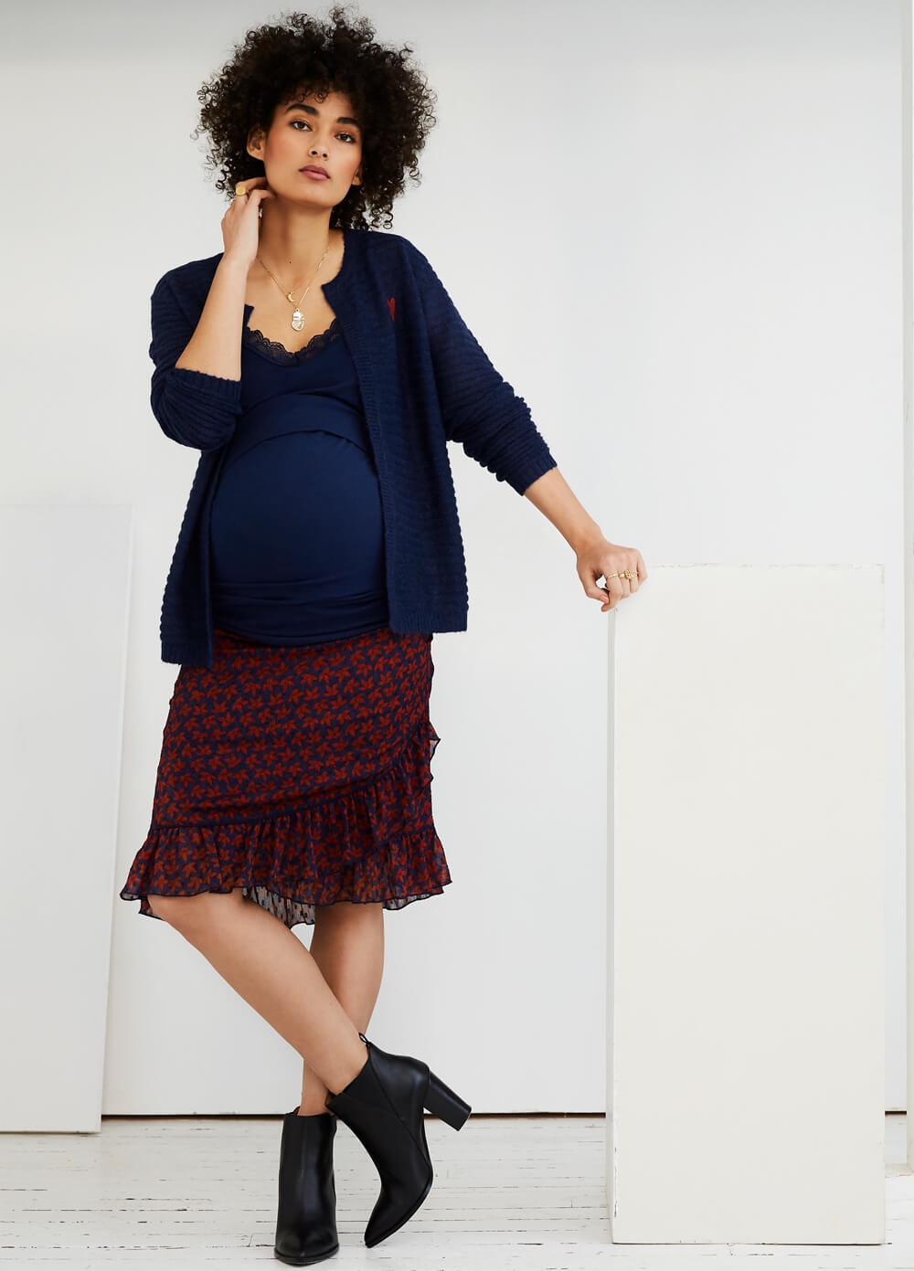 Queen mum - Textured Maternity Knit Cardigan in Blue | Queen Bee