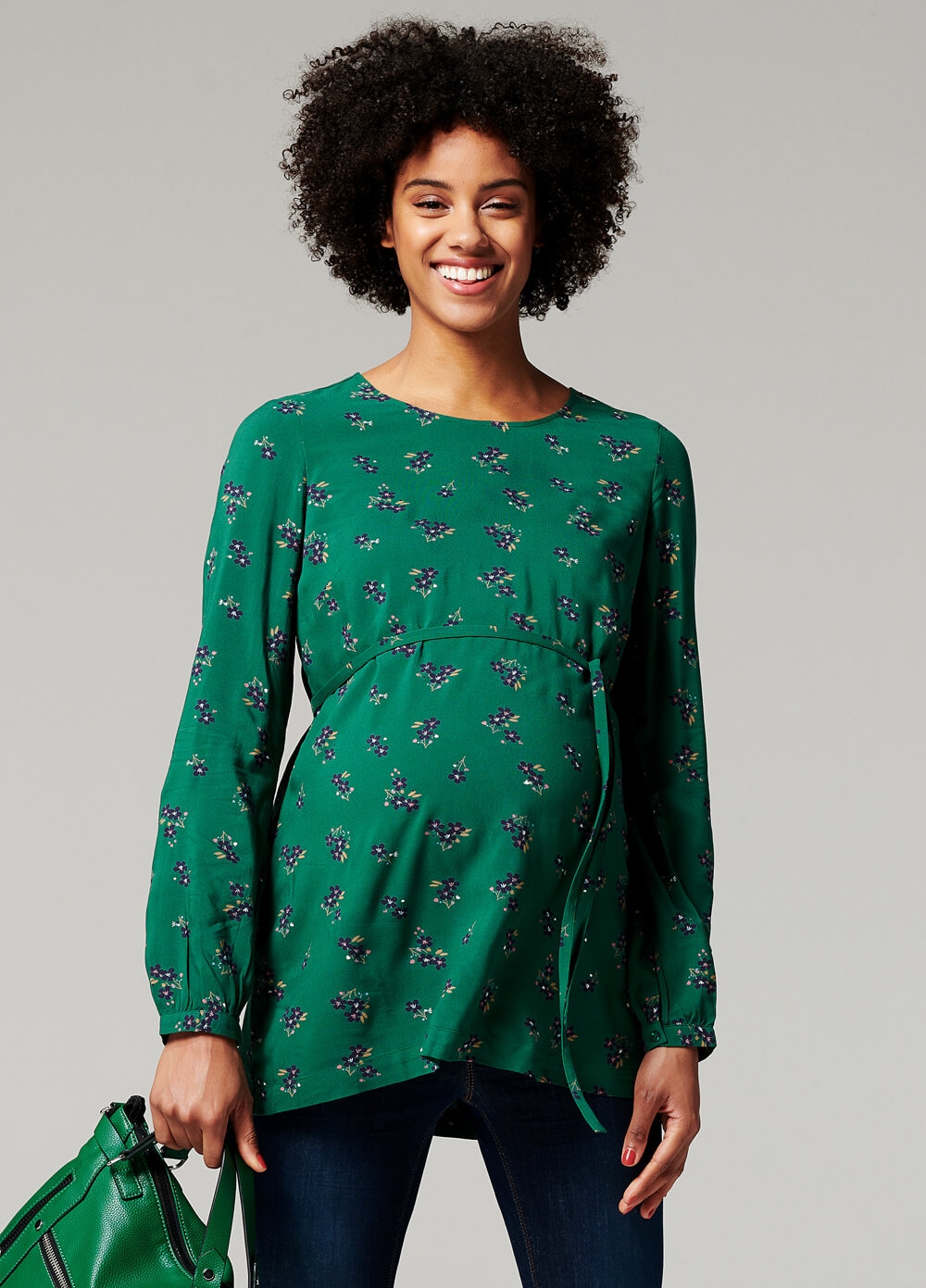 Esprit - Green Floral Viscose Maternity Blouse | Queen Bee