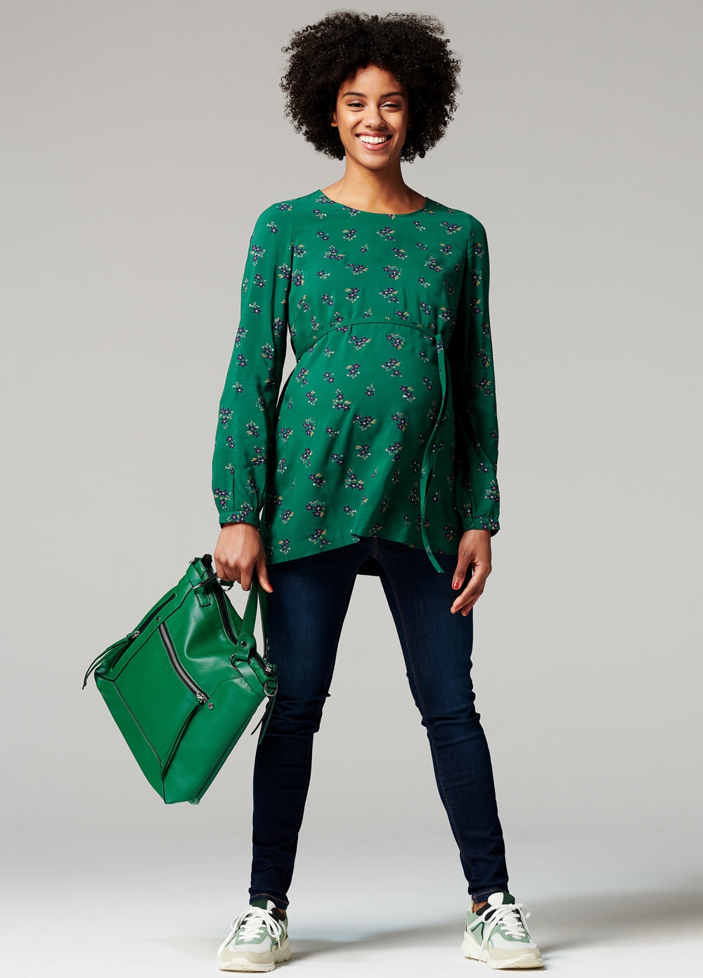 Esprit - Green Floral Viscose Maternity Blouse | Queen Bee