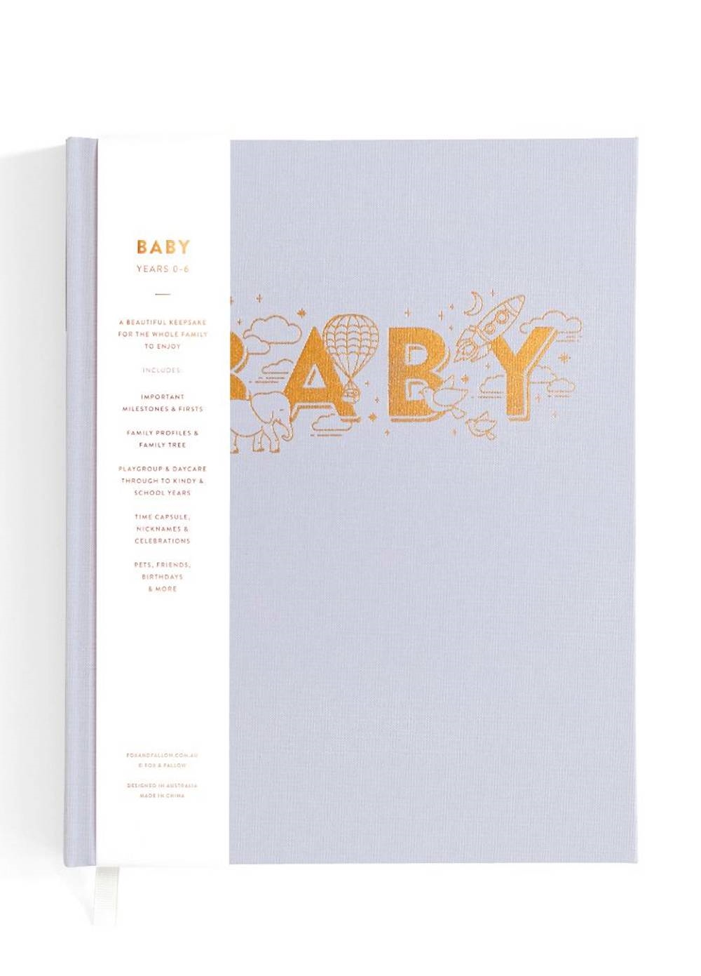 Fox & Fallow - Baby Book for Boys in Grey | Queen Bee