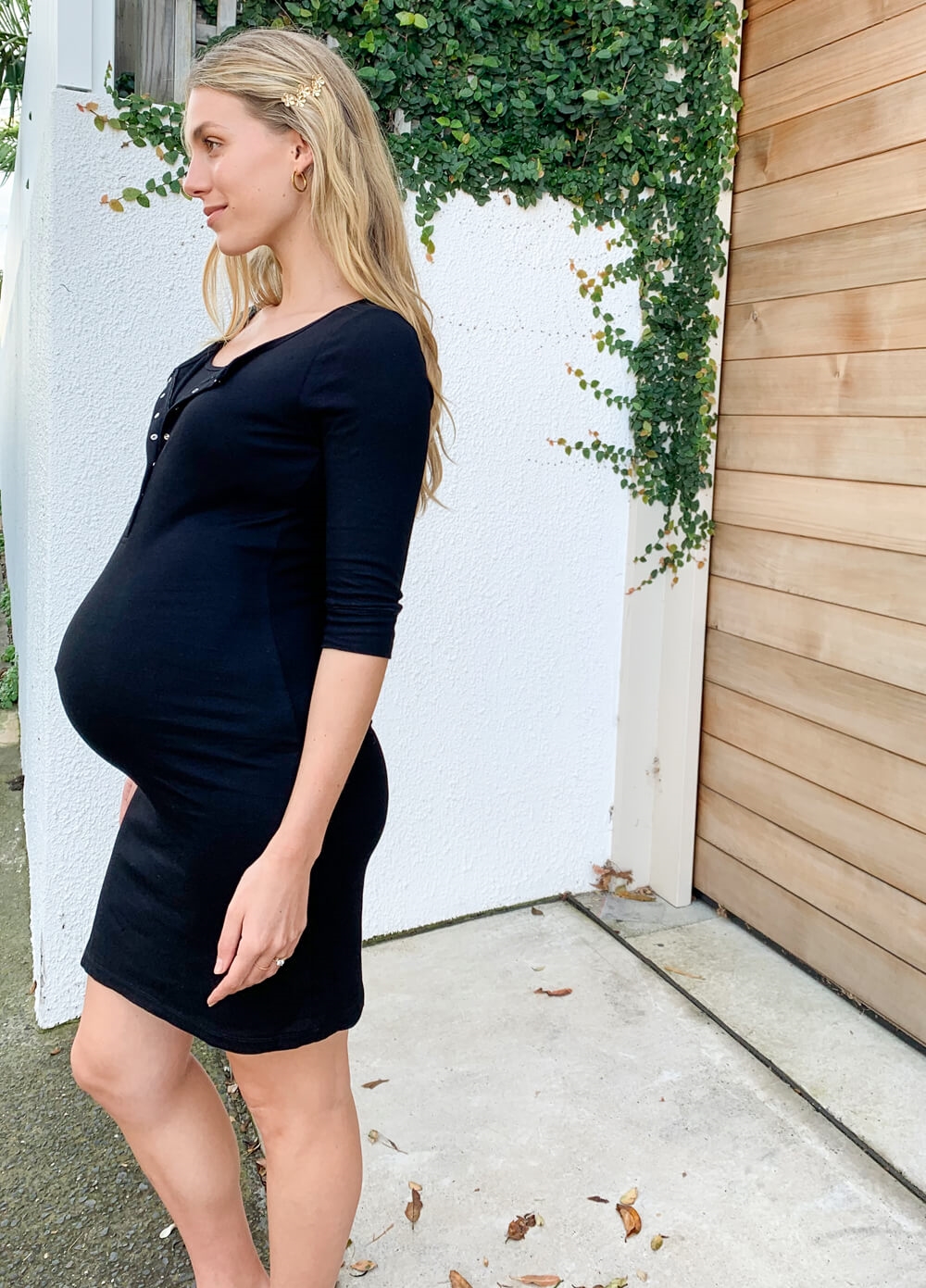 Amelie Breastfeeding Dress in Black by Trimester Clothing