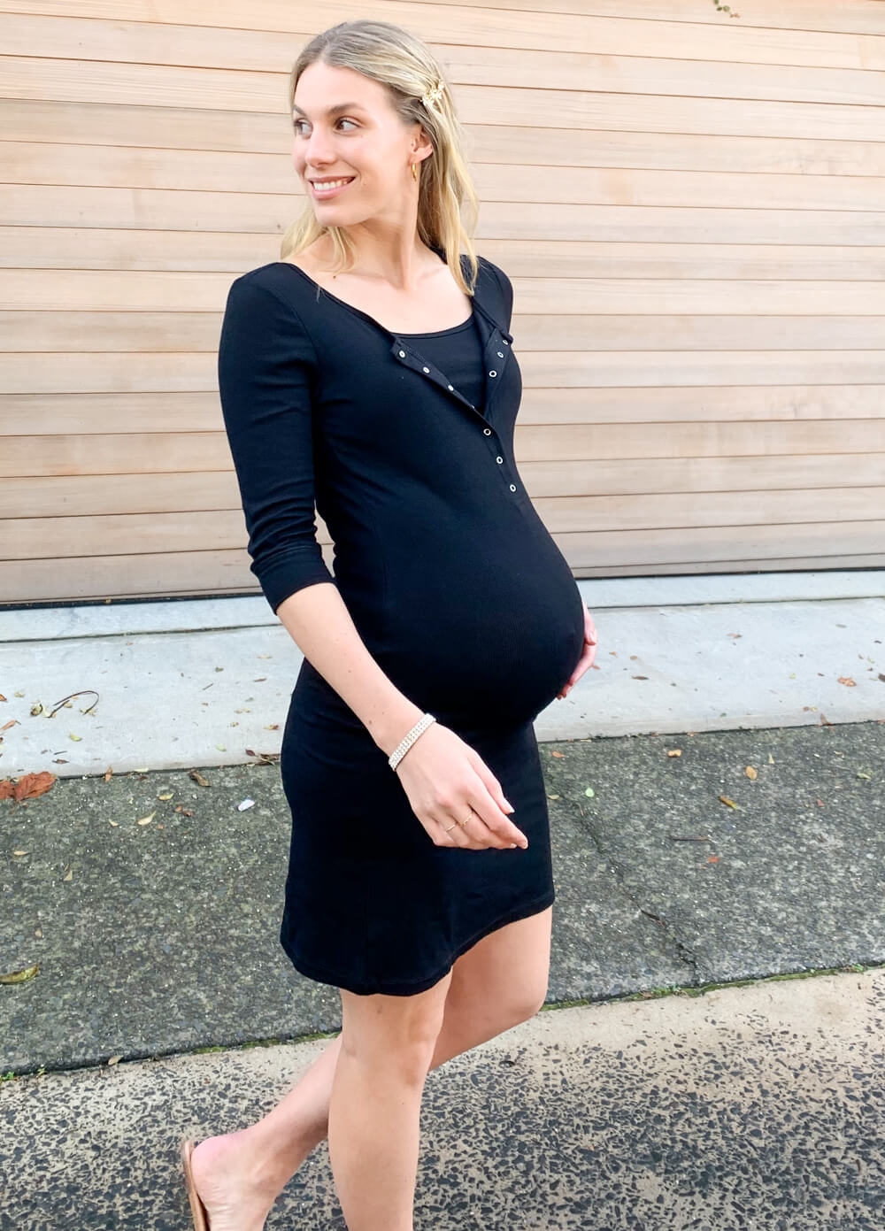Amelie Breastfeeding Dress in Black by Trimester Clothing