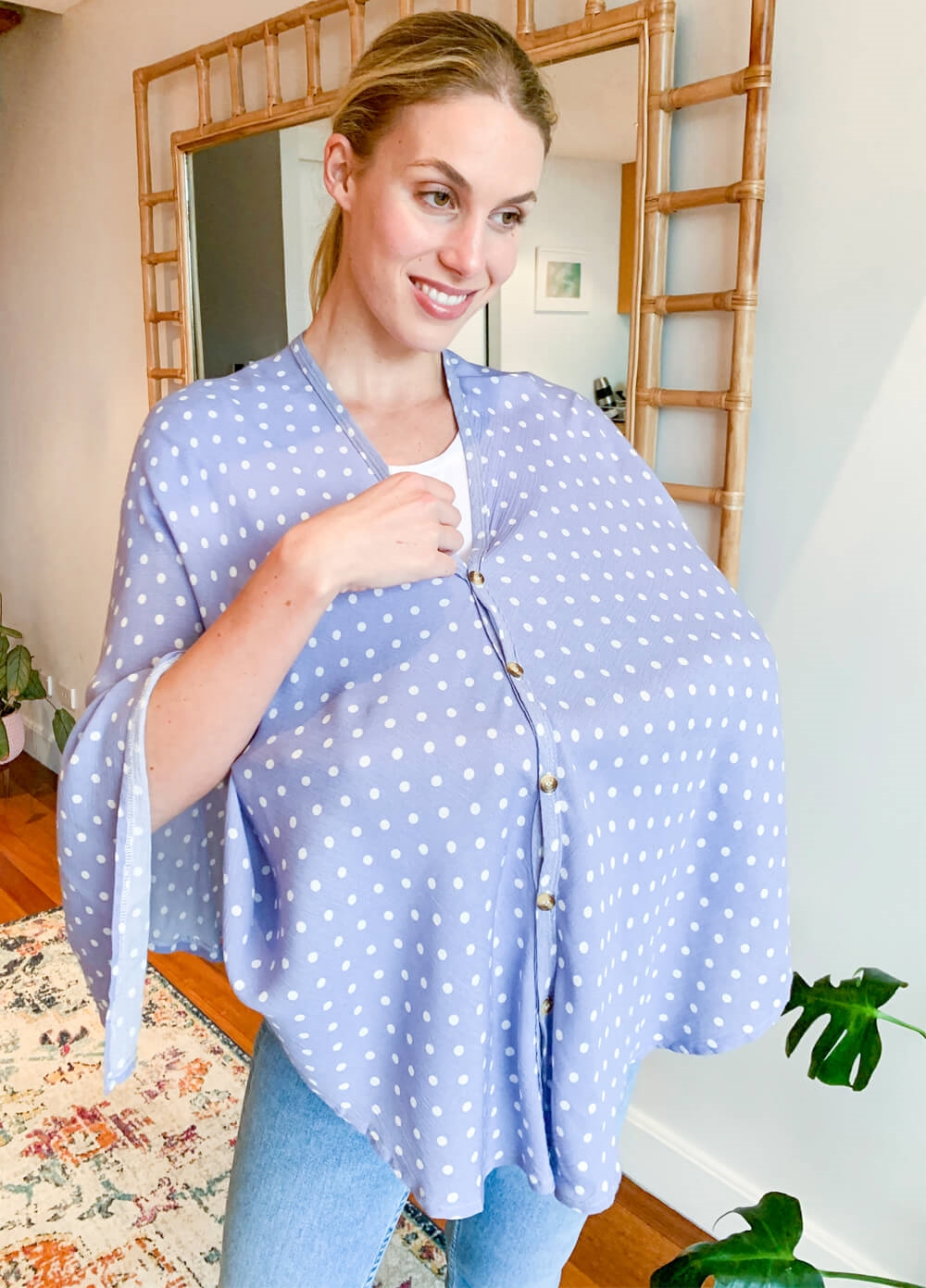 Lait & Co - Nursing Couverture in Blue Polkadot | Queen Bee