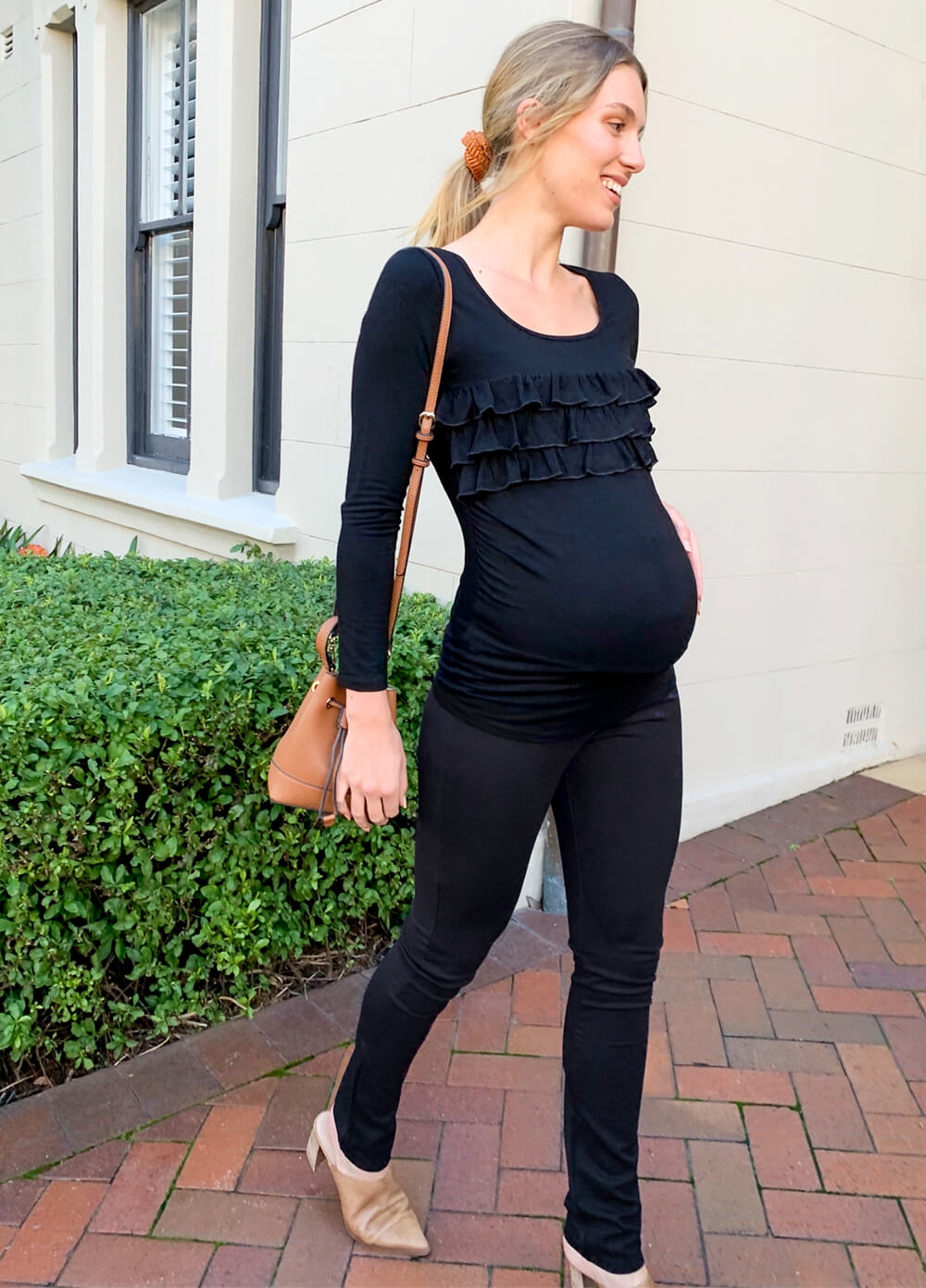 Floressa - Amber Black Ponte Maternity Slim Pants | Queen Bee