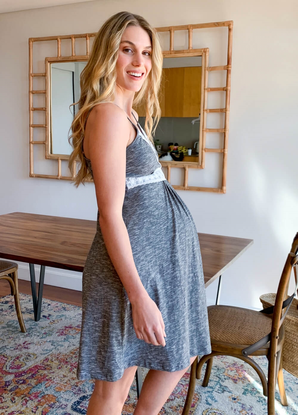 Lait & Co - Moselle Maternity Nursing Chemise in Grey | Queen Bee