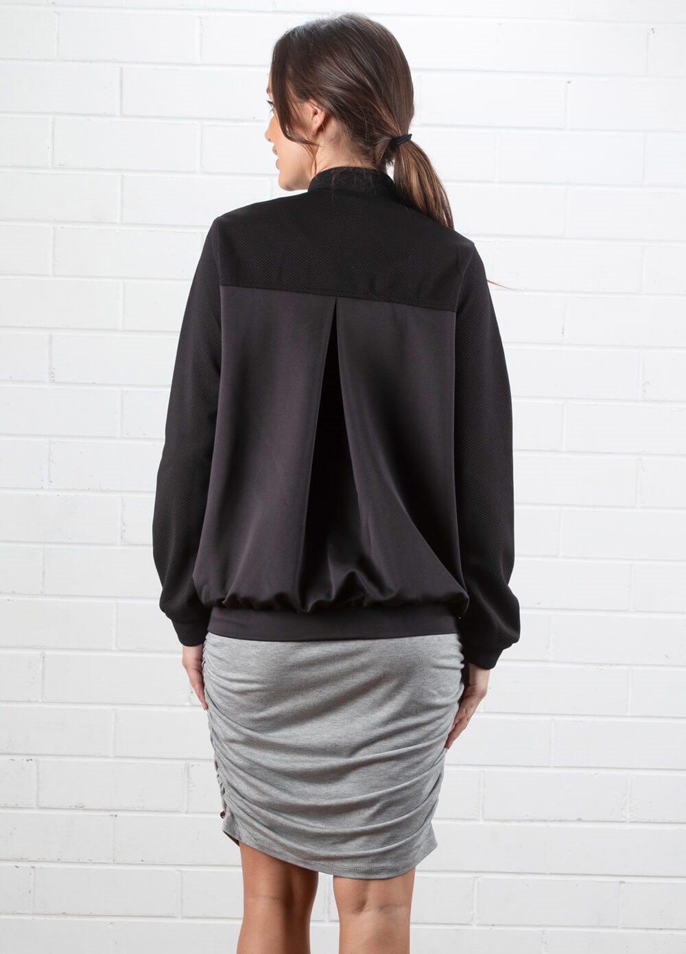 Elizabeth Maternity Bomber Jacket in Black by Imanimo