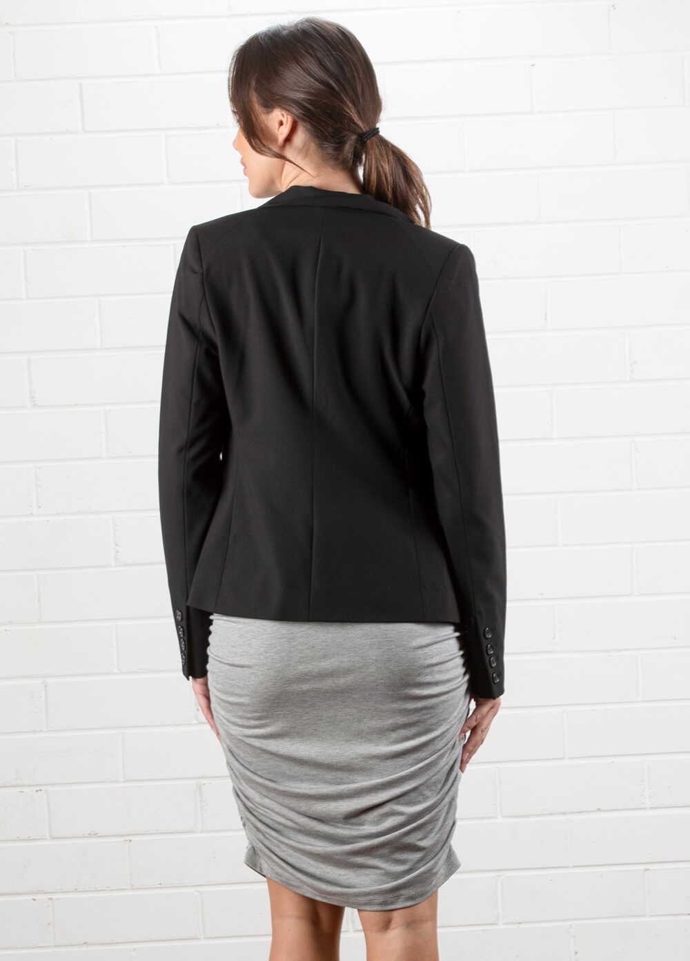 Black Single Button Maternity Blazer by Queen mum